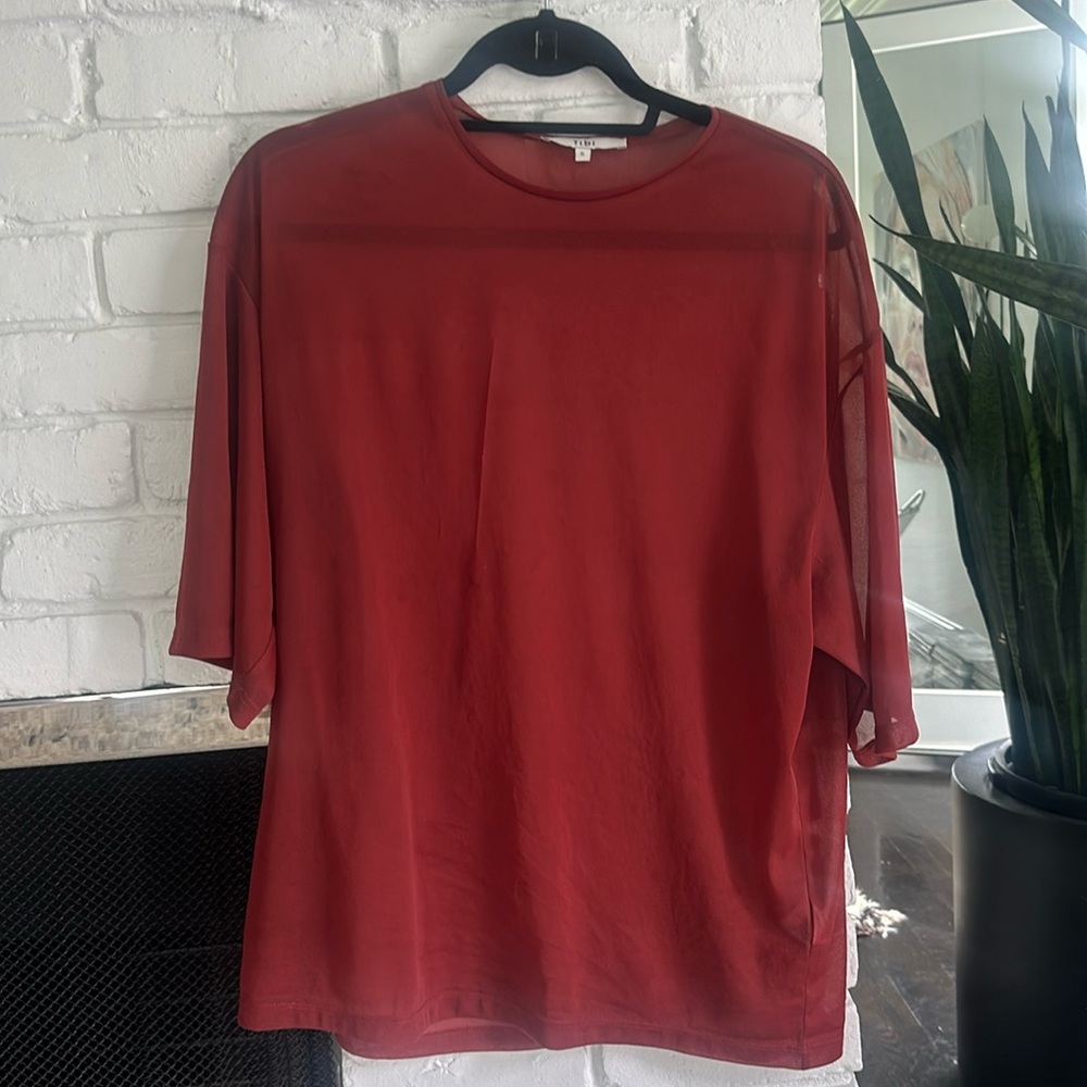 TIBI Sheer Gauze Easy T shirt size small